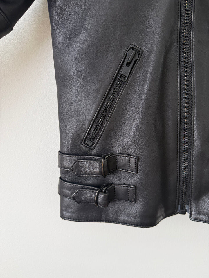 Padded Sheepskin Leather Double Rider Moto Jacket