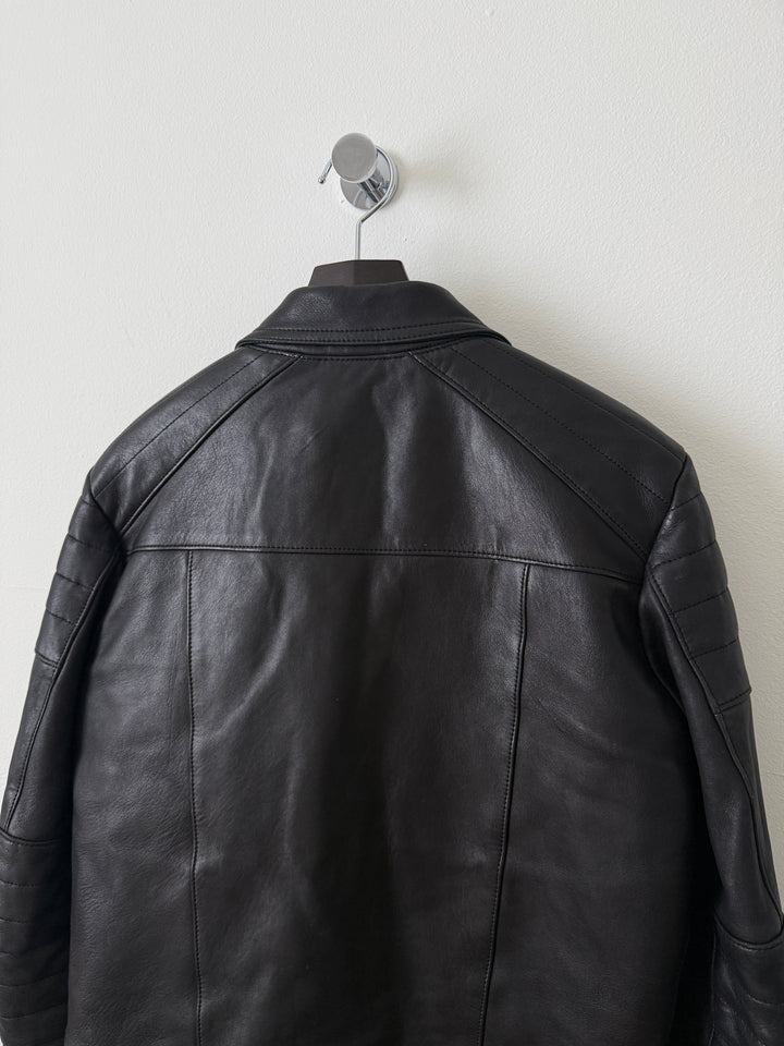Padded Sheepskin Leather Double Rider Moto Jacket