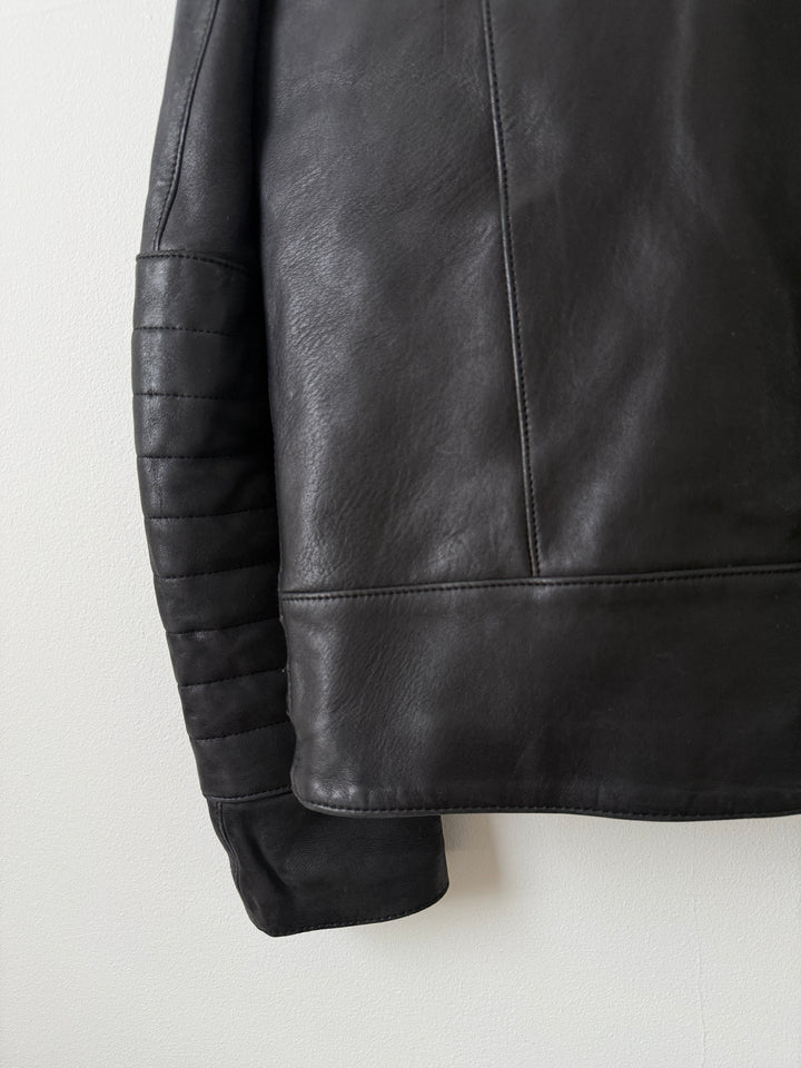 Padded Sheepskin Leather Double Rider Moto Jacket