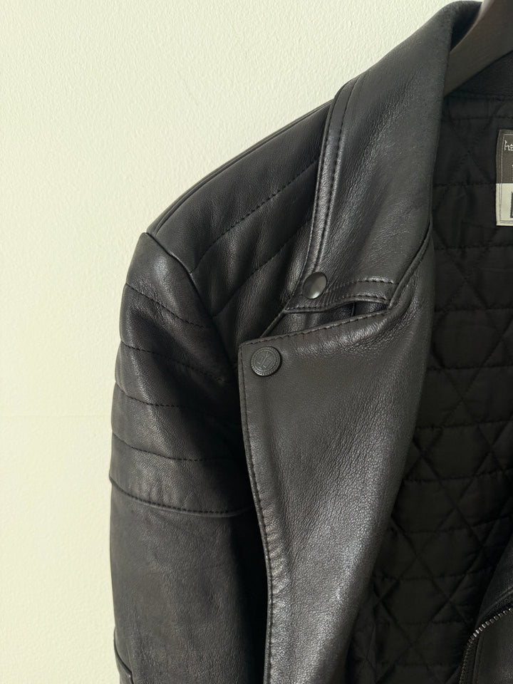 Padded Sheepskin Leather Double Rider Moto Jacket