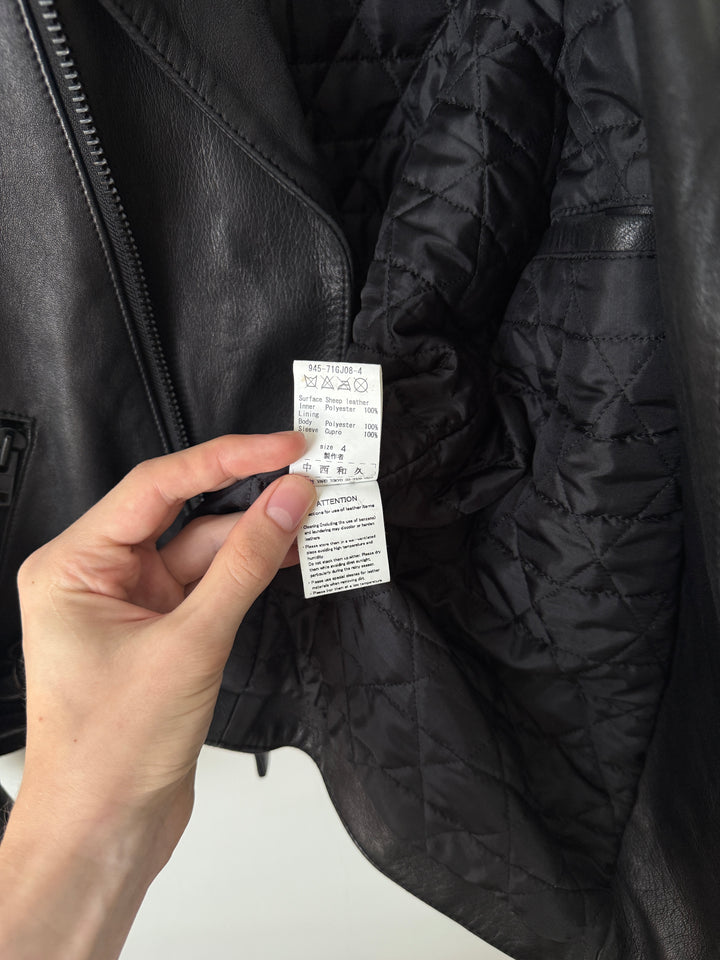 Padded Sheepskin Leather Double Rider Moto Jacket