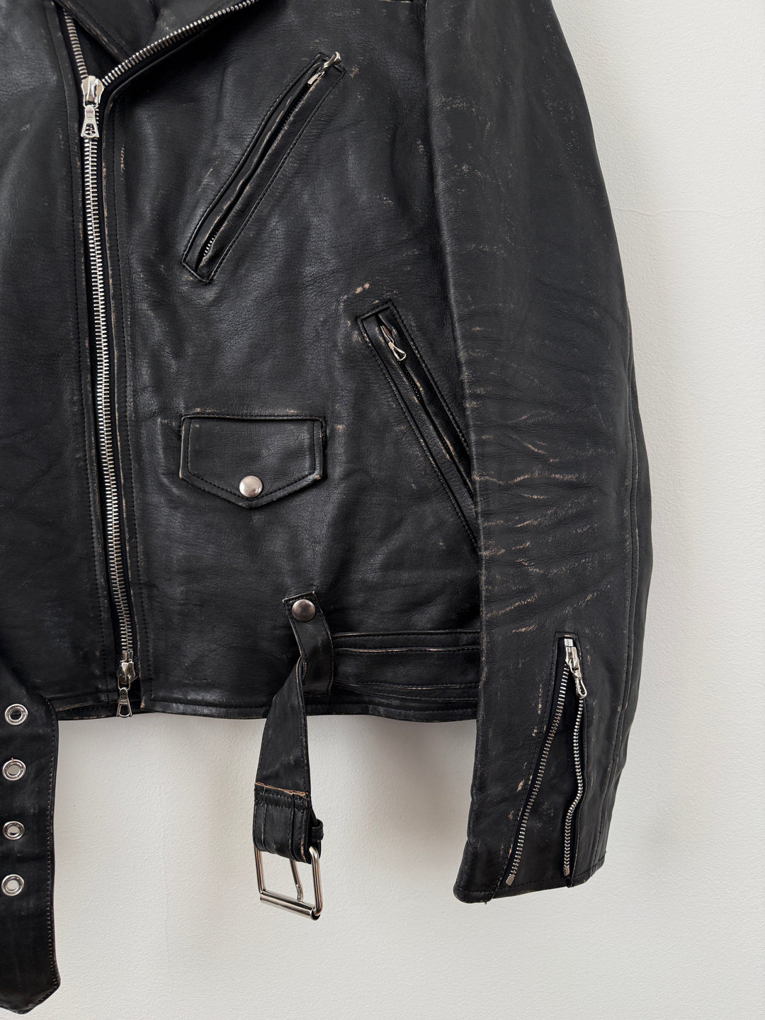 Yuji Rider Distressed Leather Moto Jacket