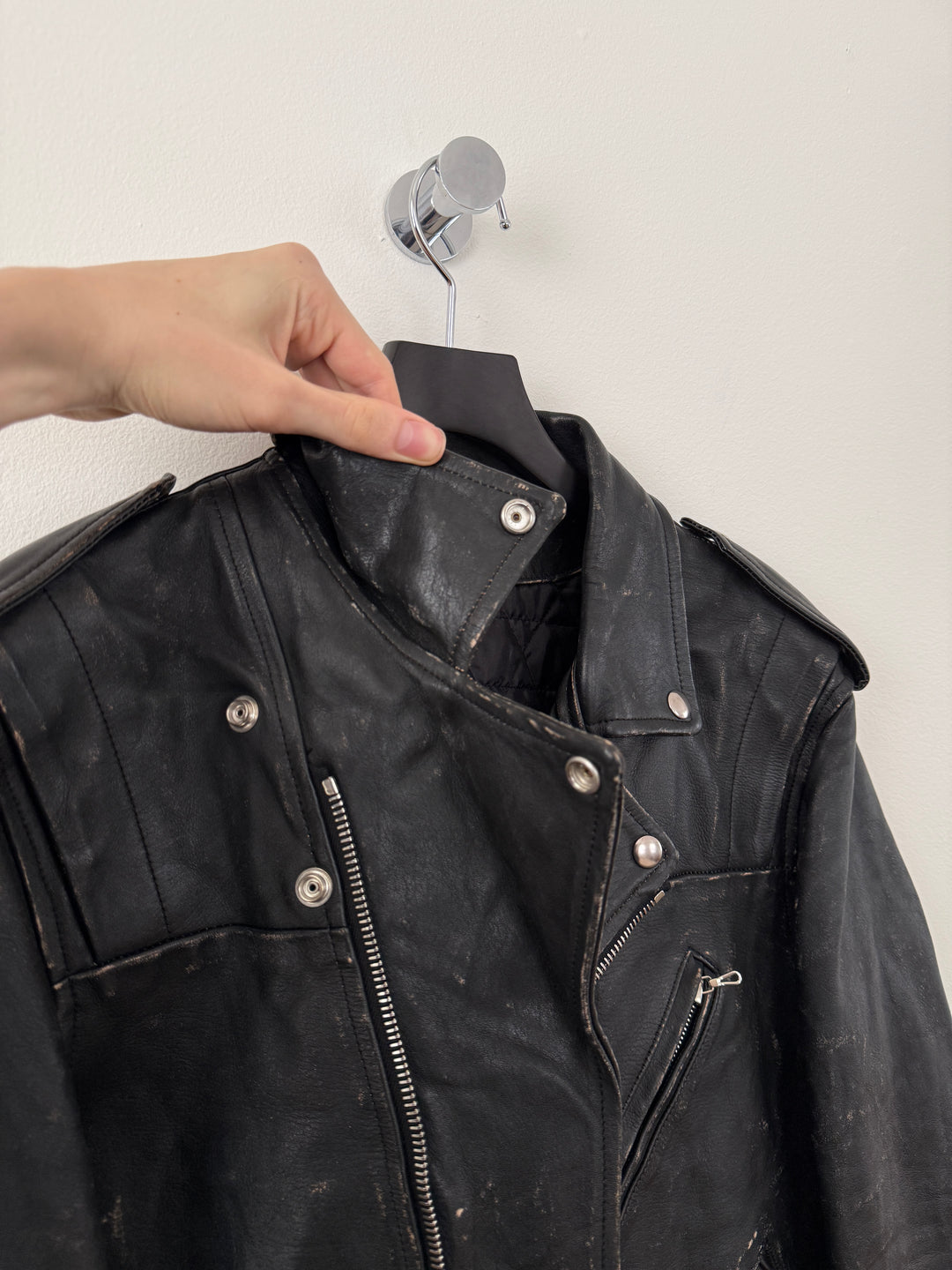 Yuji Rider Distressed Leather Moto Jacket