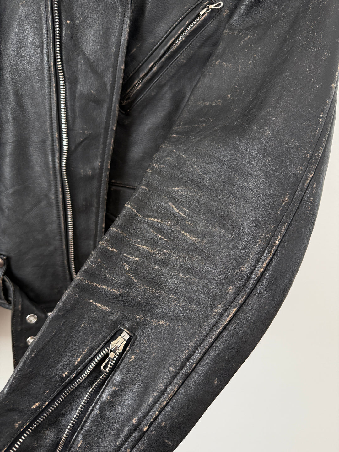 Yuji Rider Distressed Leather Moto Jacket