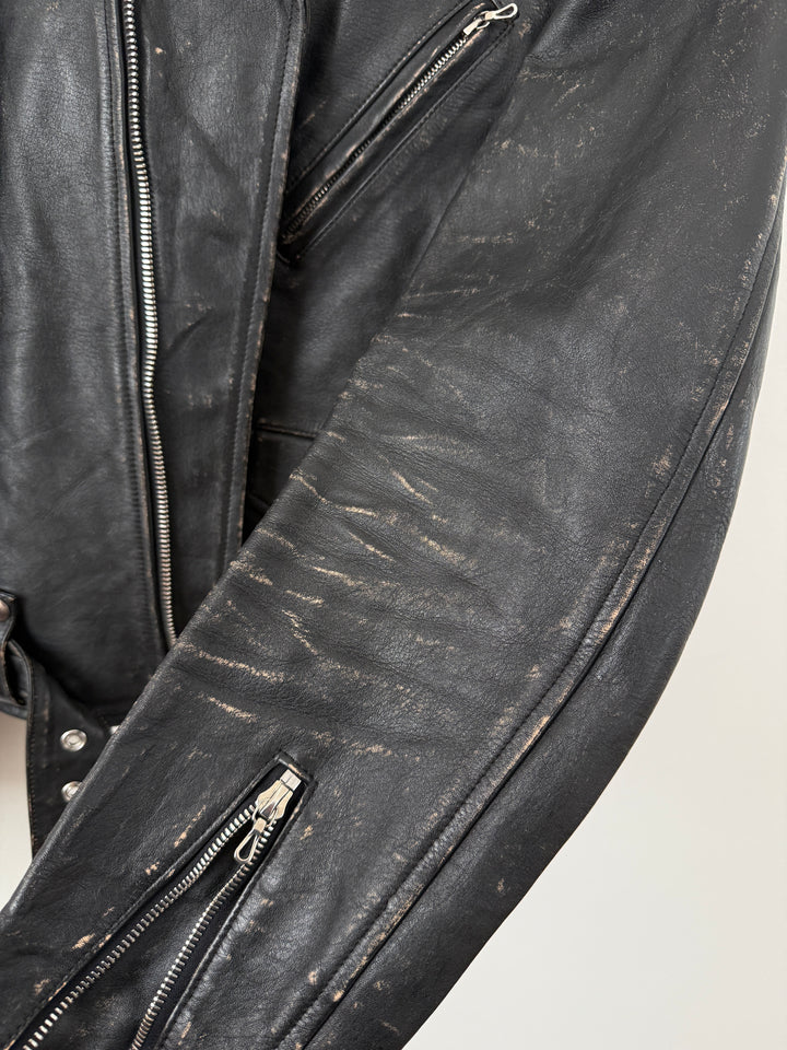 Yuji Rider Distressed Leather Moto Jacket