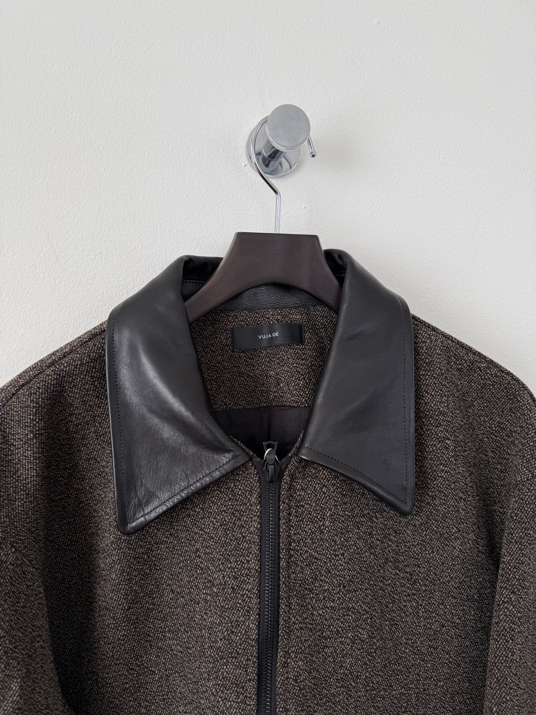 Relaxed Jacket in Wool/Leather