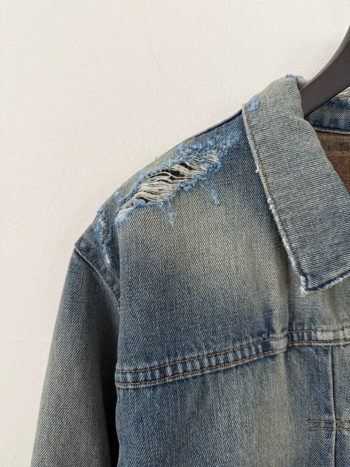 Distressed Lined Denim Jacket