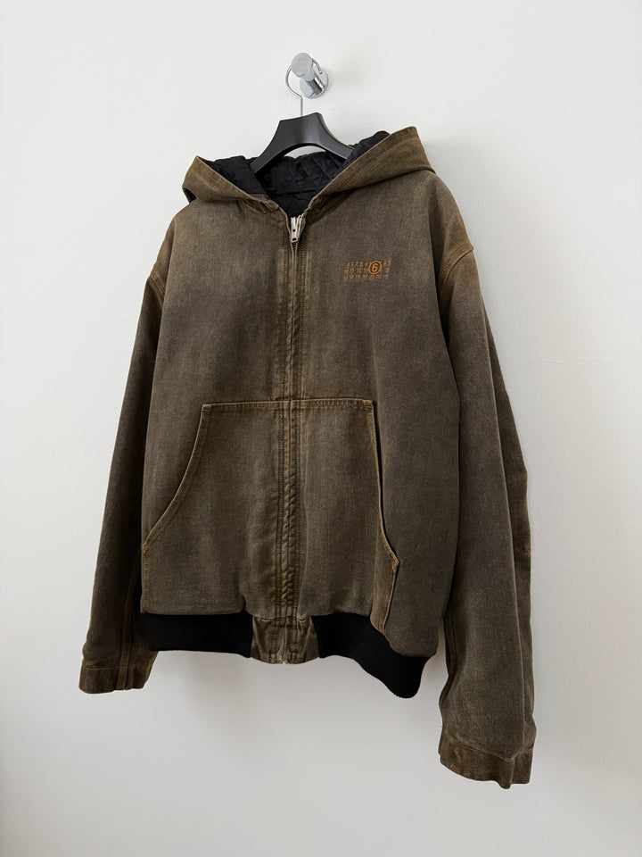 MM6 Brown Denim Hooded Zip-Up Jacket