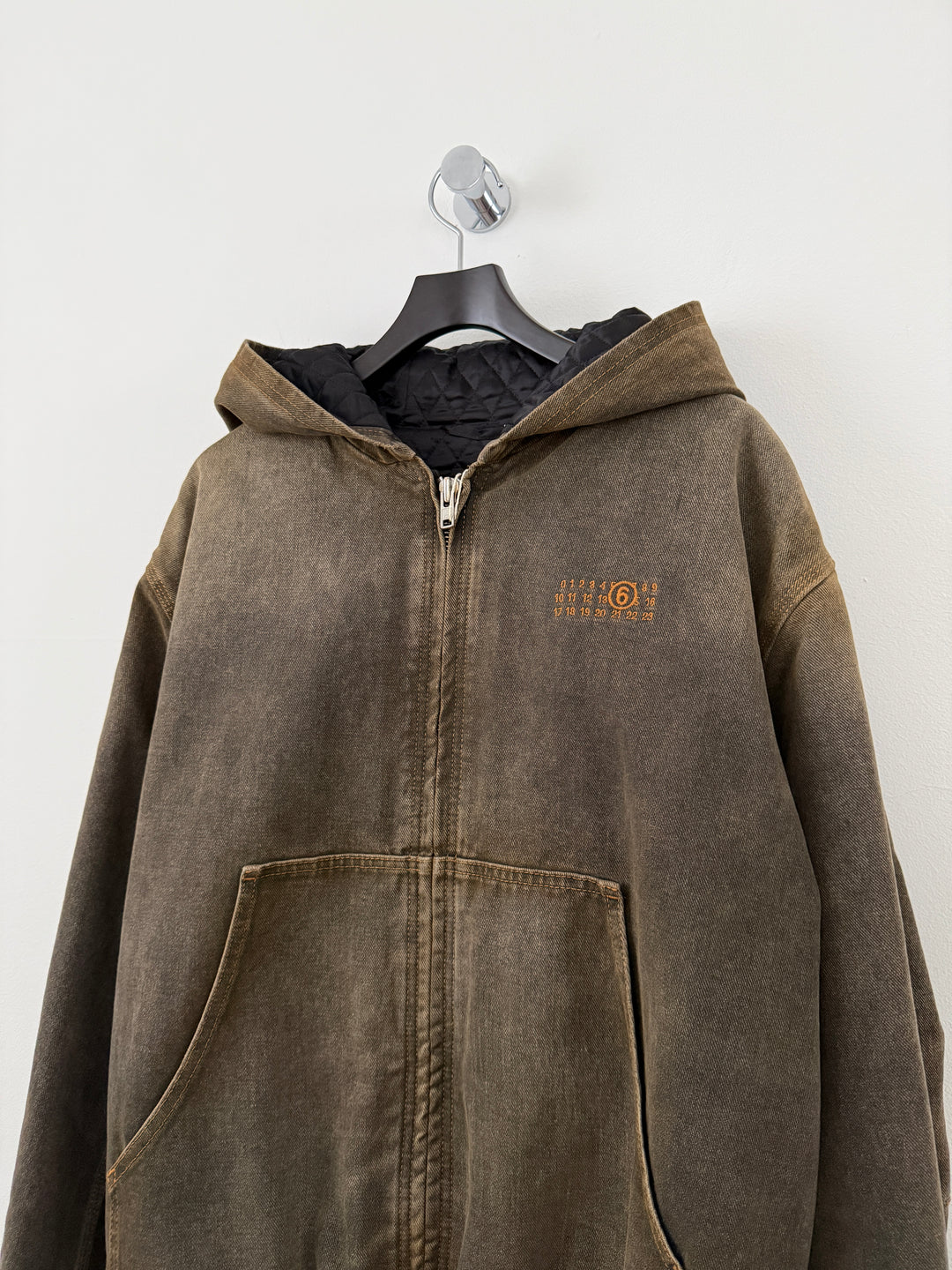 MM6 Brown Denim Hooded Zip-Up Jacket