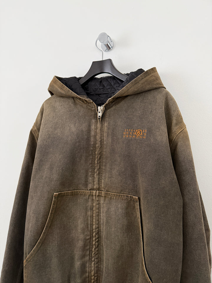 MM6 Brown Denim Hooded Zip-Up Jacket