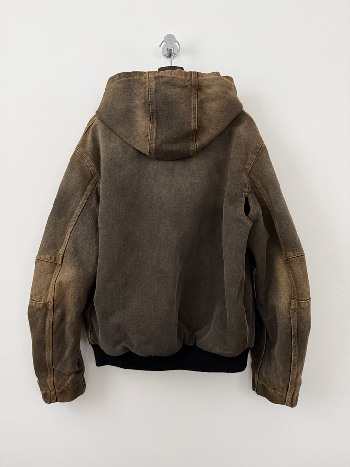 MM6 Brown Denim Hooded Zip-Up Jacket