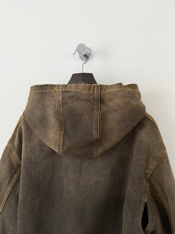 MM6 Brown Denim Hooded Zip-Up Jacket