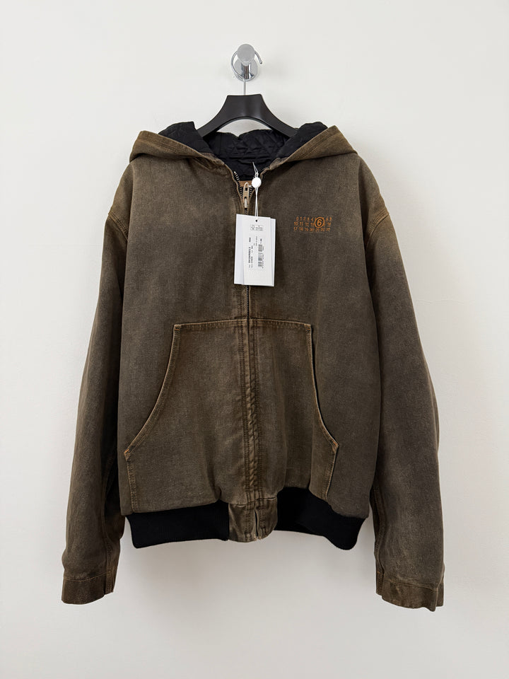 MM6 Brown Denim Hooded Zip-Up Jacket