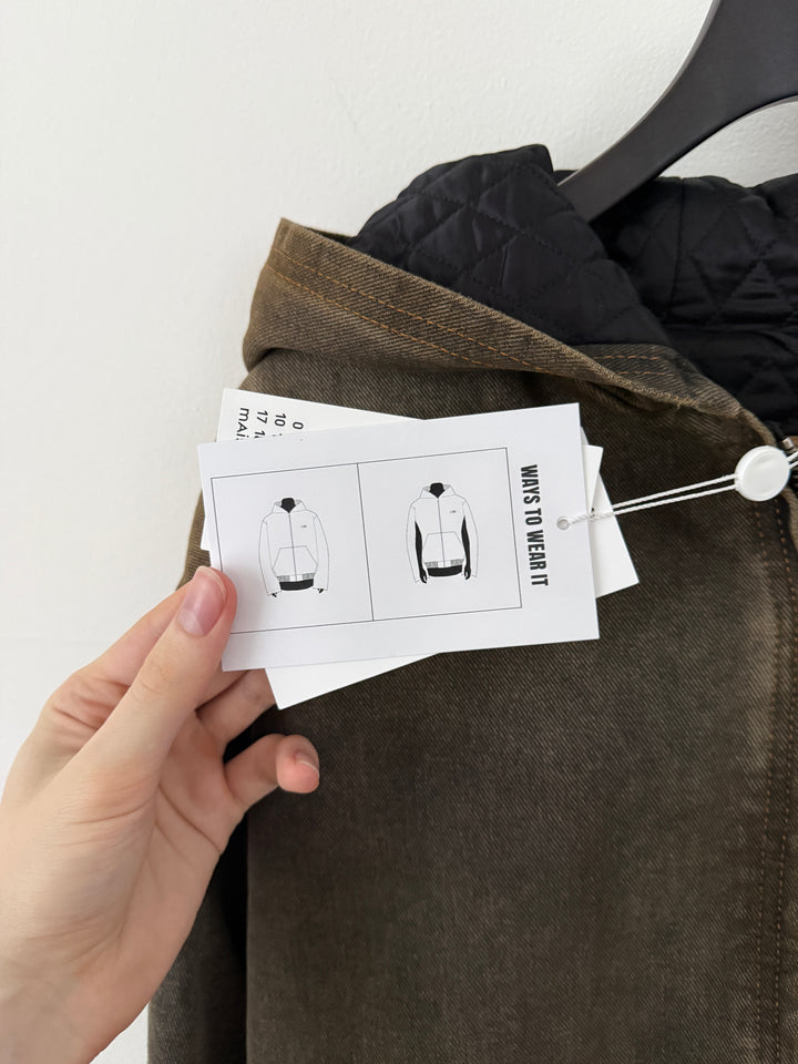 MM6 Brown Denim Hooded Zip-Up Jacket