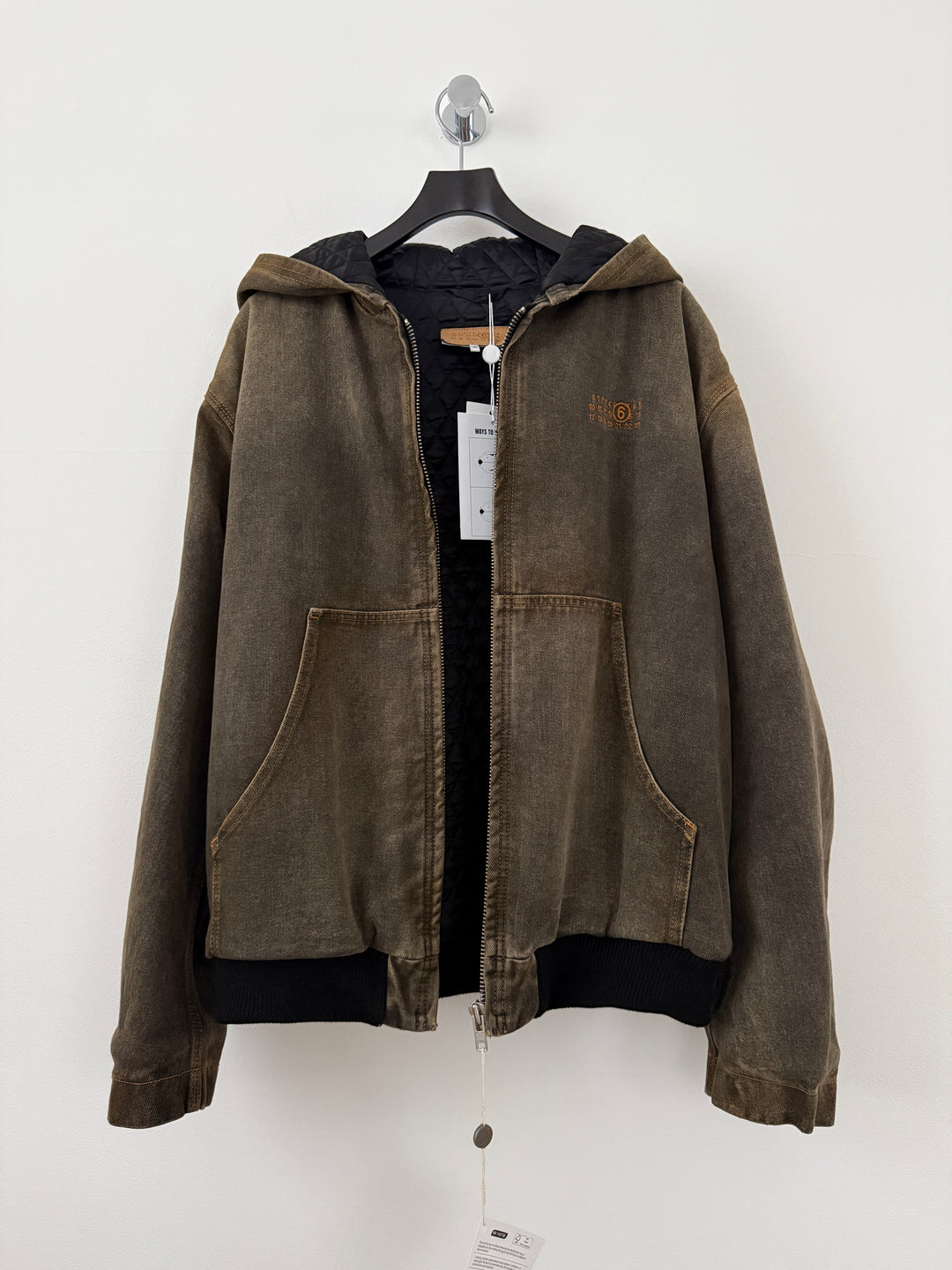 MM6 Brown Denim Hooded Zip-Up Jacket