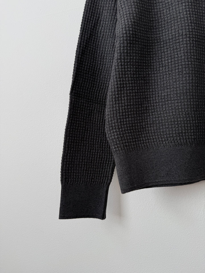 Relaxed Waffle Knit Sweater Charcoal