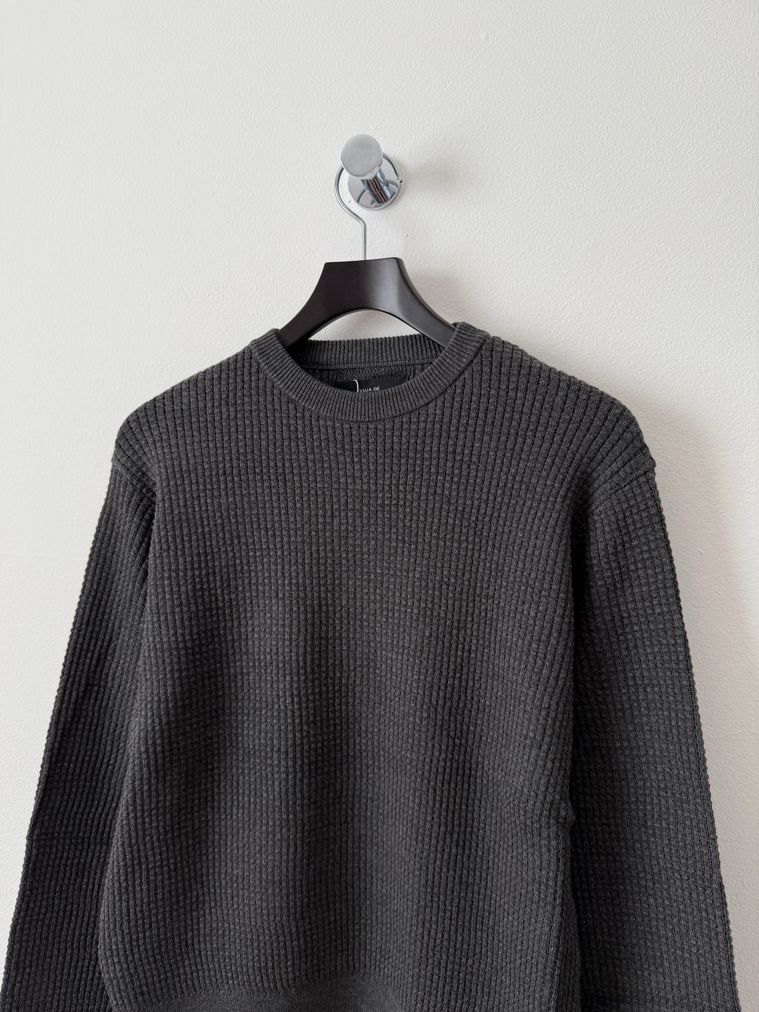 Relaxed Waffle Knit Sweater Charcoal