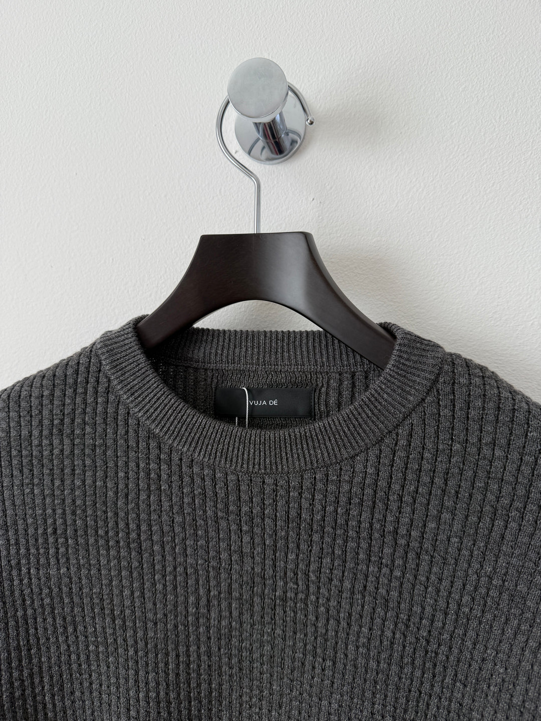 Relaxed Waffle Knit Sweater Charcoal
