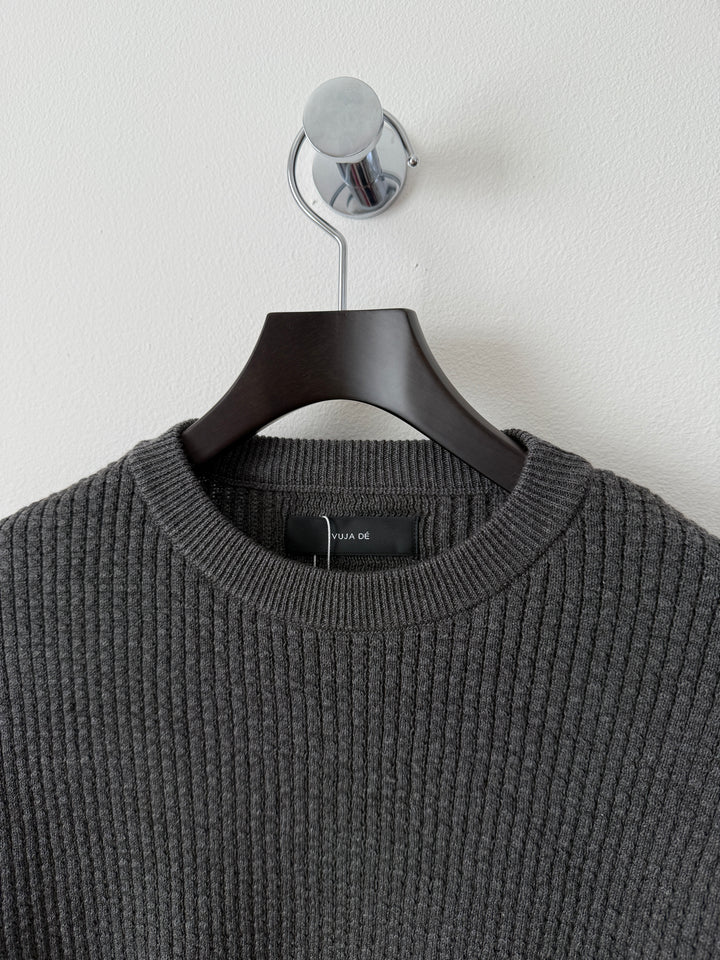 Relaxed Waffle Knit Sweater Charcoal