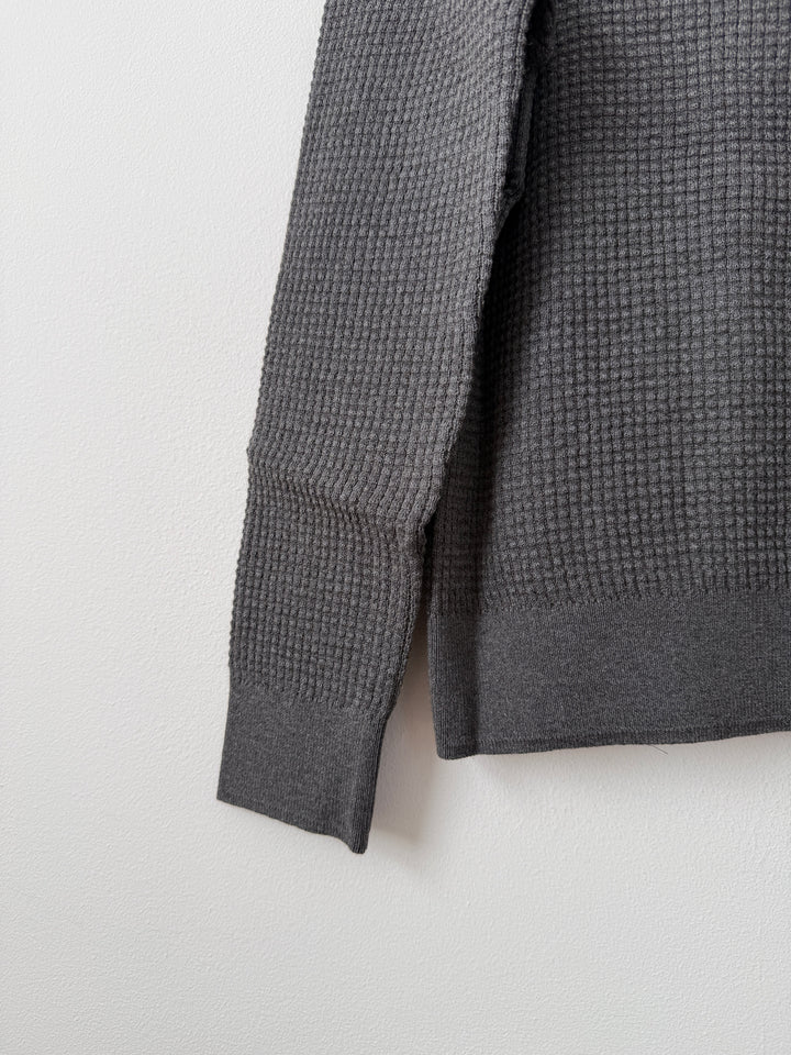 Relaxed Waffle Knit Sweater Charcoal