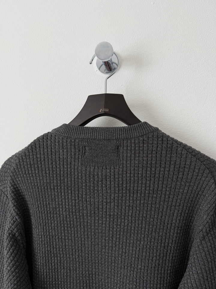 Relaxed Waffle Knit Sweater Charcoal