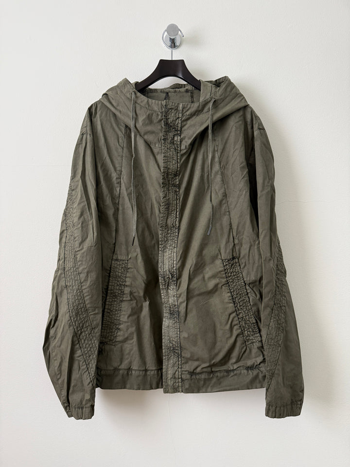 Military Green Zip Up Thin Windbreaker Garment Dyed High Neck Jacket