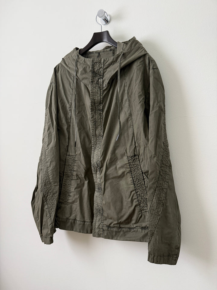 Military Green Zip Up Thin Windbreaker Garment Dyed High Neck Jacket