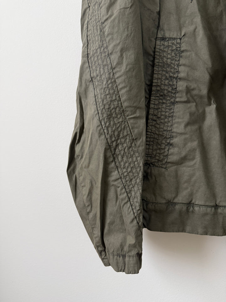 Military Green Zip Up Thin Windbreaker Garment Dyed High Neck Jacket