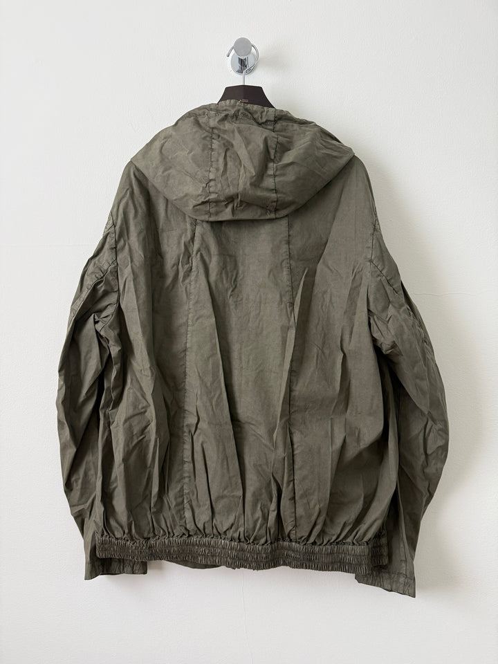 Military Green Zip Up Thin Windbreaker Garment Dyed High Neck Jacket
