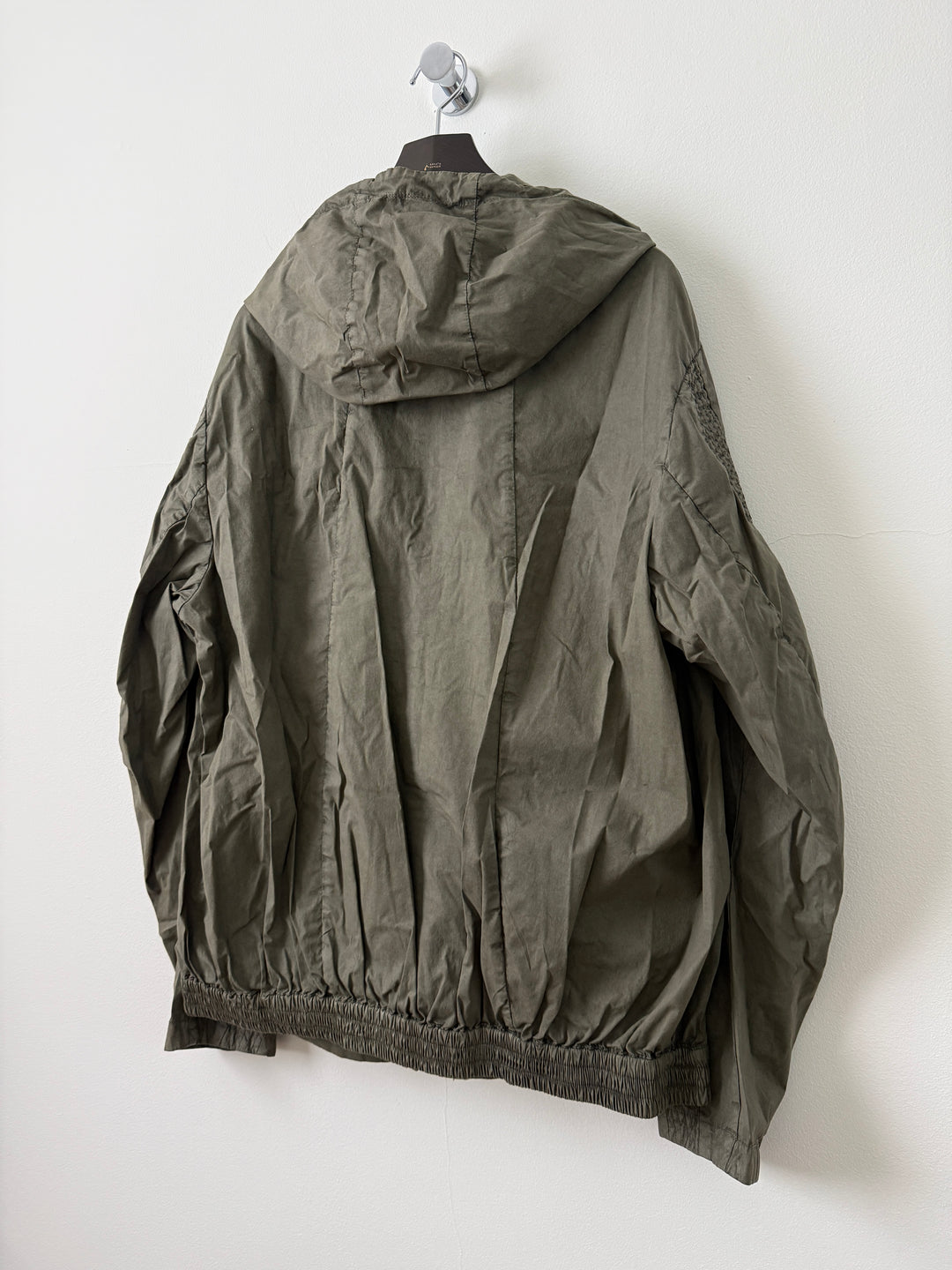 Military Green Zip Up Thin Windbreaker Garment Dyed High Neck Jacket