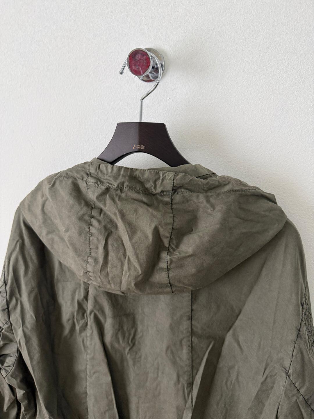 Military Green Zip Up Thin Windbreaker Garment Dyed High Neck Jacket