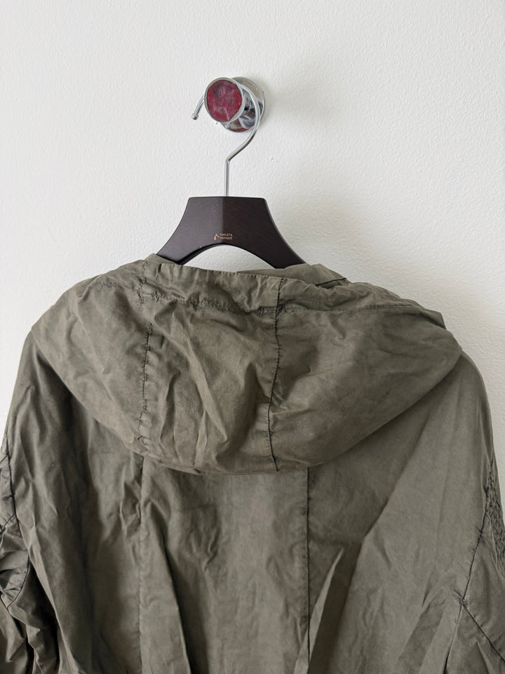 Military Green Zip Up Thin Windbreaker Garment Dyed High Neck Jacket