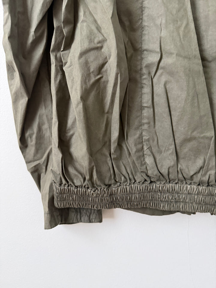 Military Green Zip Up Thin Windbreaker Garment Dyed High Neck Jacket