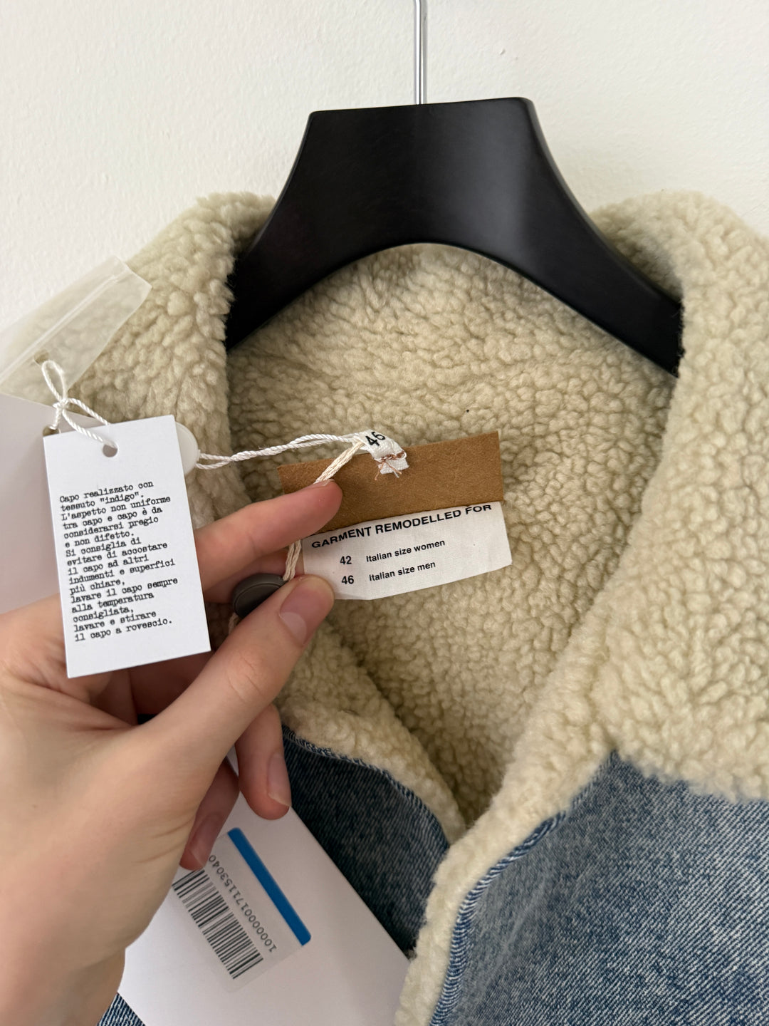 MM6 Distressed Denim Shearling Jacket