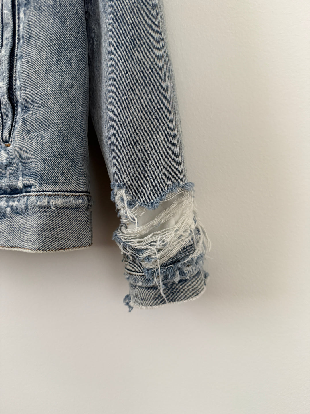 MM6 Distressed Denim Shearling Jacket