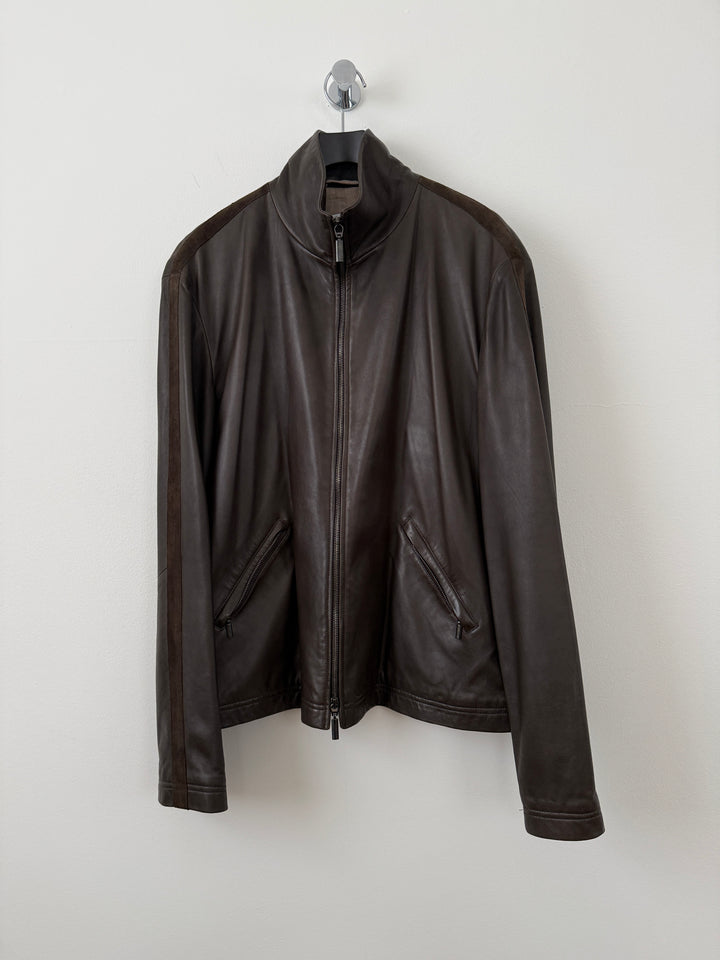 Lambskin Leather Zip Up Jacket