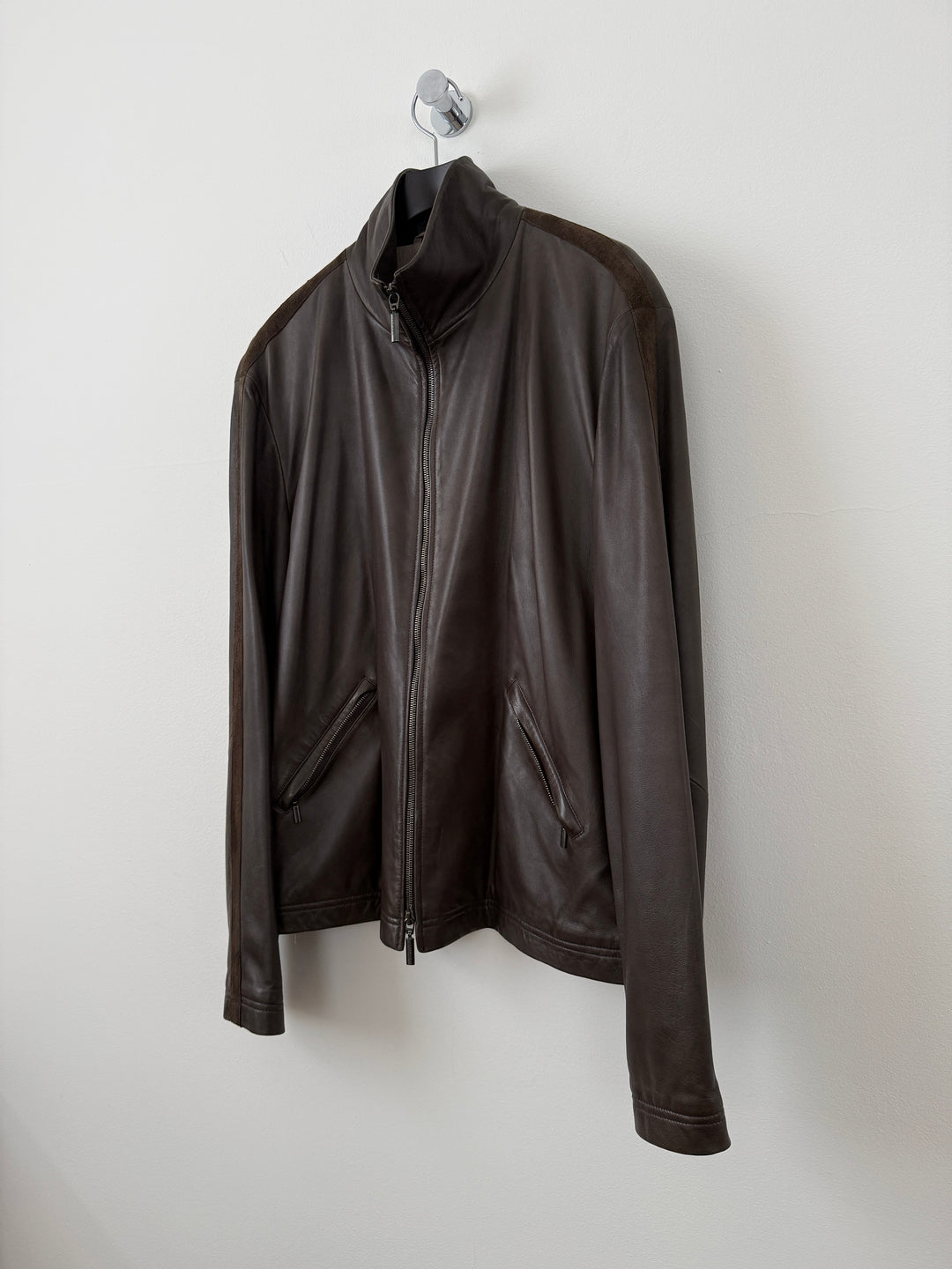 Lambskin Leather Zip Up Jacket