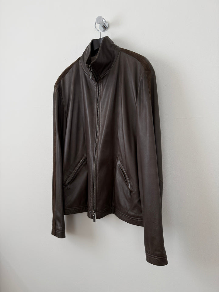 Lambskin Leather Zip Up Jacket