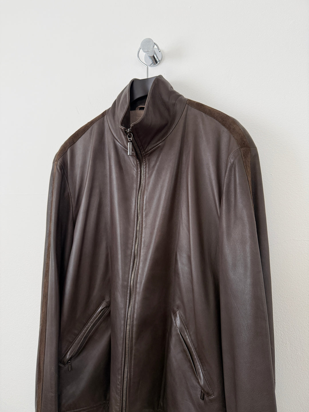 Lambskin Leather Zip Up Jacket