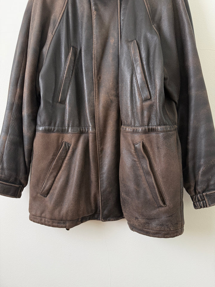 Leather Cashmere Lined Jacket
