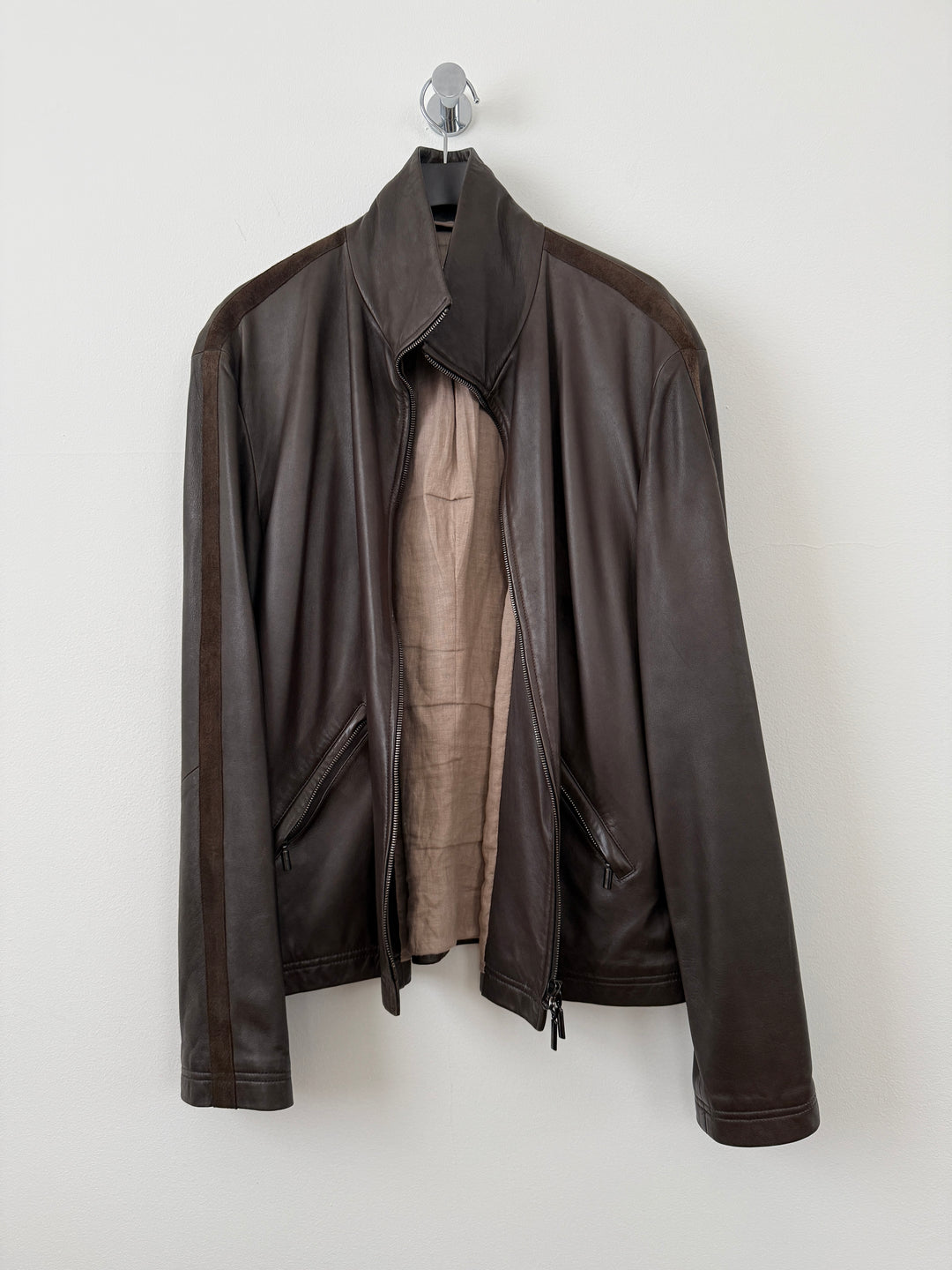 Lambskin Leather Zip Up Jacket