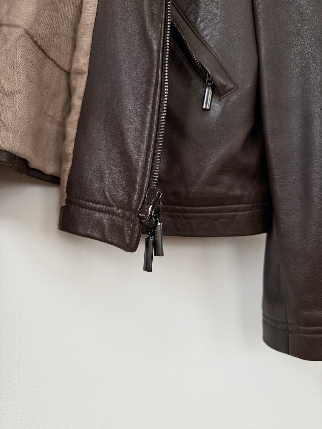 Lambskin Leather Zip Up Jacket