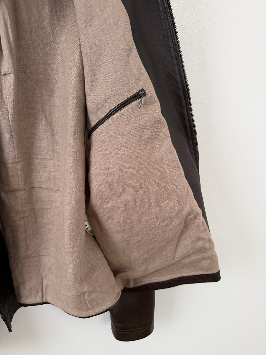 Lambskin Leather Zip Up Jacket