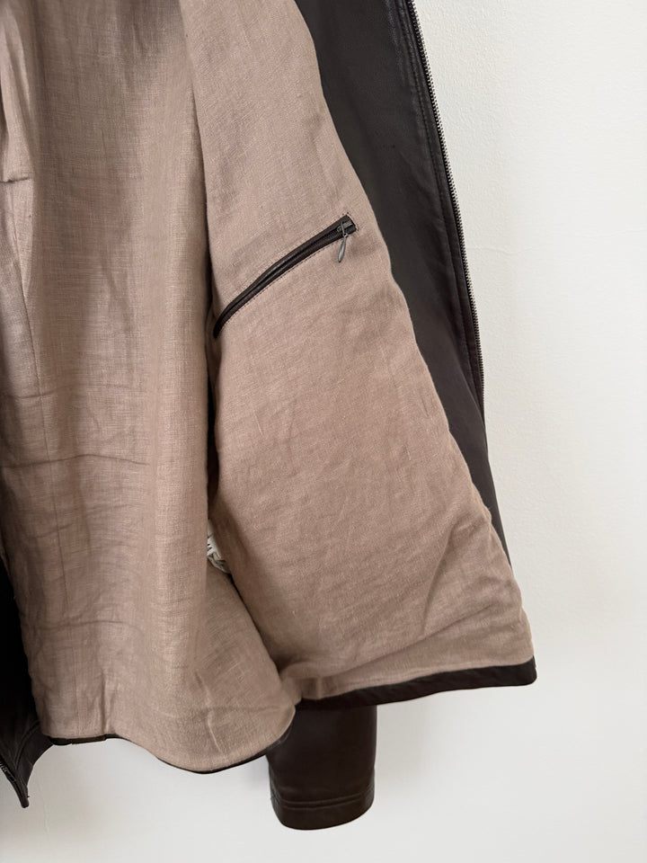 Lambskin Leather Zip Up Jacket