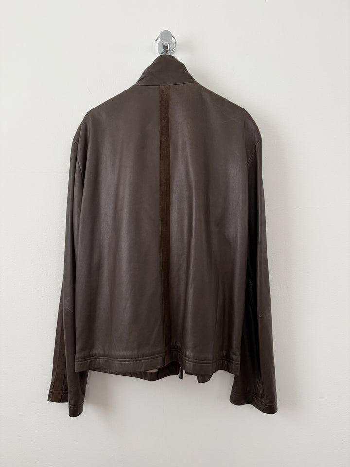Lambskin Leather Zip Up Jacket