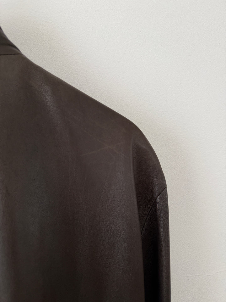 Lambskin Leather Zip Up Jacket