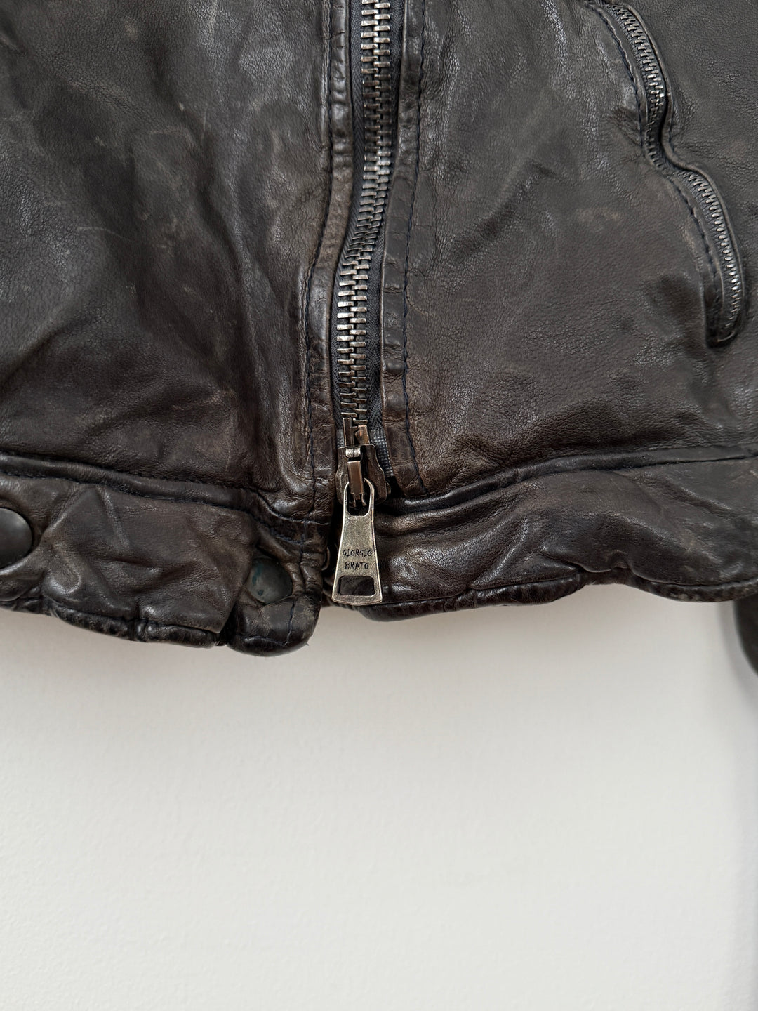 Zip Up Leather Jacket with Fur
