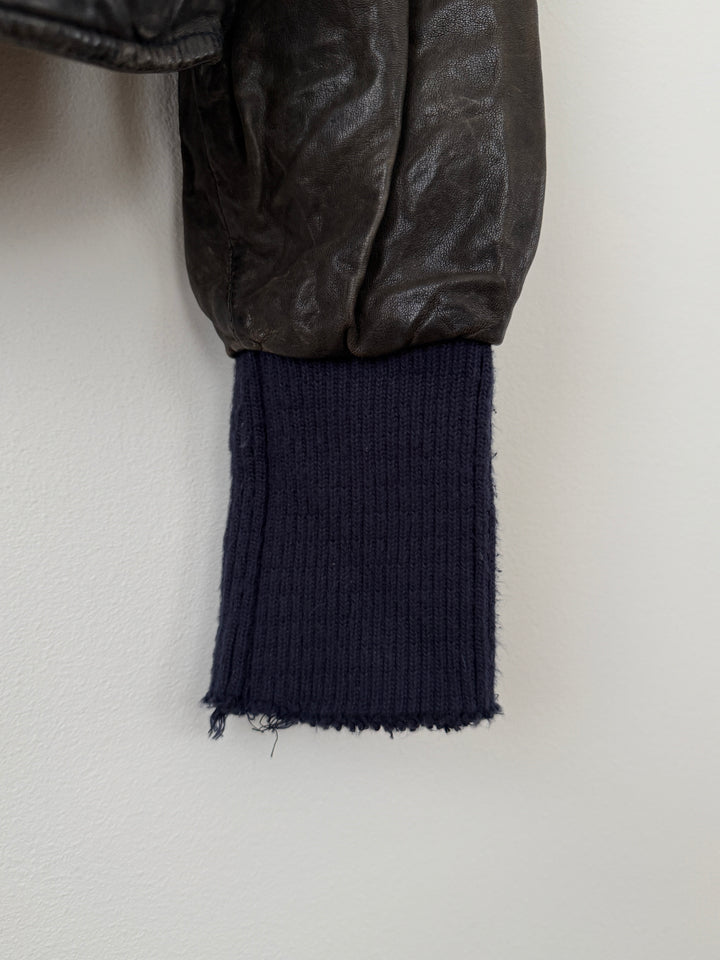 Zip Up Leather Jacket with Fur