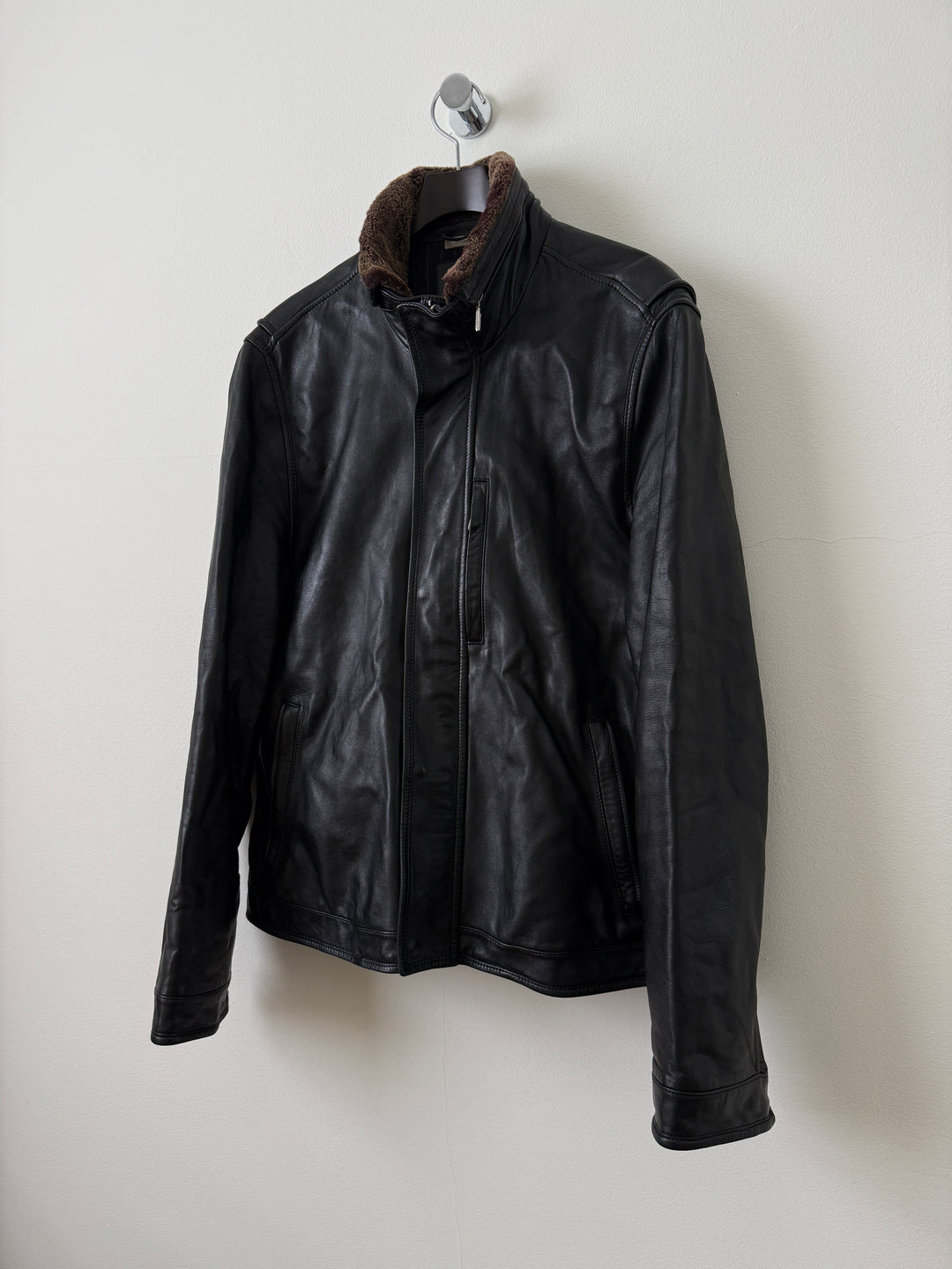 Lambskin Leather Collared Jacket