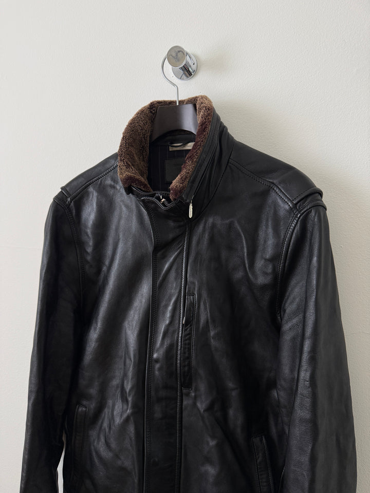 Lambskin Leather Collared Jacket